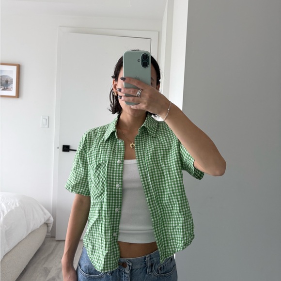 Sunday Best Green Gingham Blouse - Picture 2 of 6